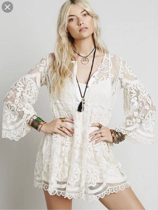 Free People Dresses & Skirts - Jen's Pirate Booty X Free People El Sol Boho Lace babydoll Dress X-Small Ivory